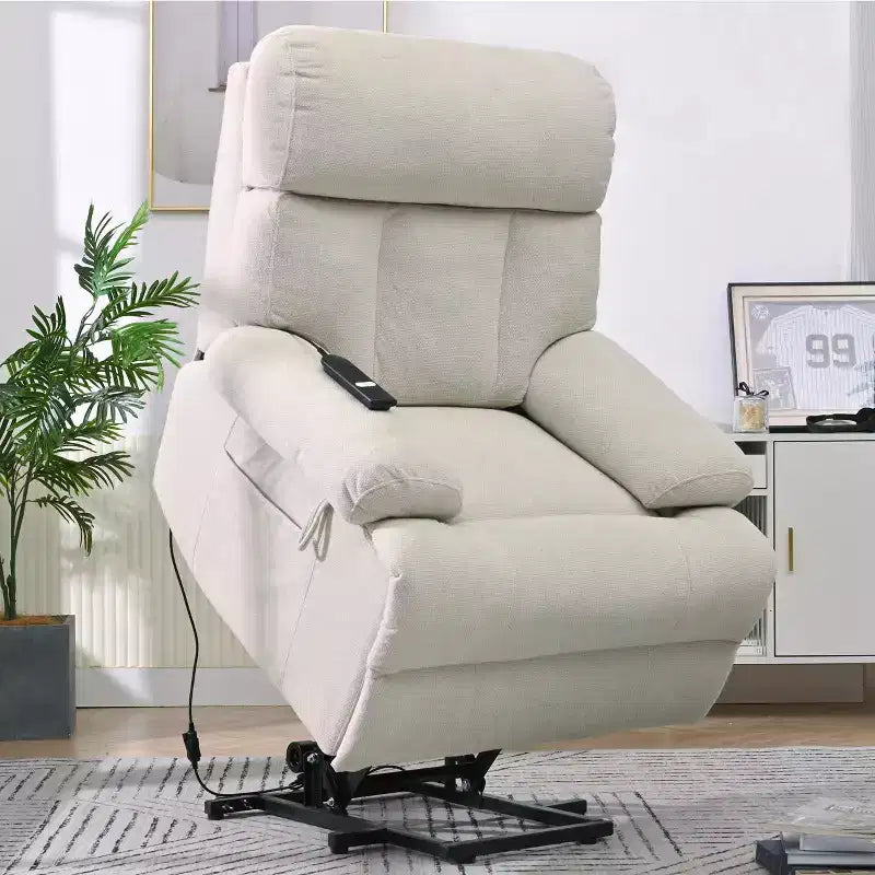 Oversized Power Lift Recliner Chair, Adjustable Reclining Sofa Chair for Elderly, Recliner with Remote Control and Side Pocket