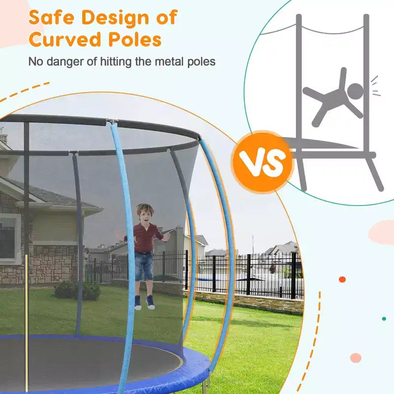 Outdoor Trampoline, 12FT Trampoline with Safety Enclosure - 440Lbs Capacity ASTM F2225-15 Certified No-Gap Net Rust-Resistant for Kids Adults