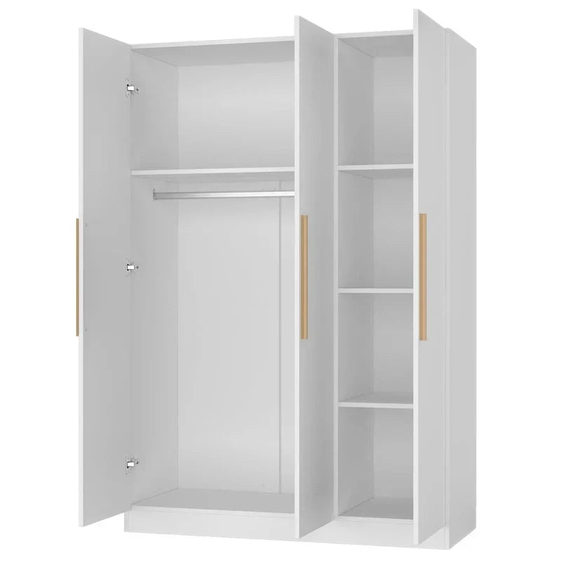 Wardrobe Armoire Wooden Closet Cabinet 6 Storage Cube and Hanging Rod