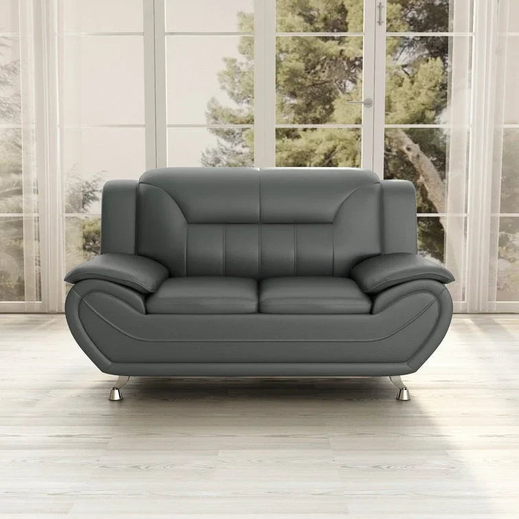 61.3-Inch Faux Leather Pillow Top Arm Loveseat