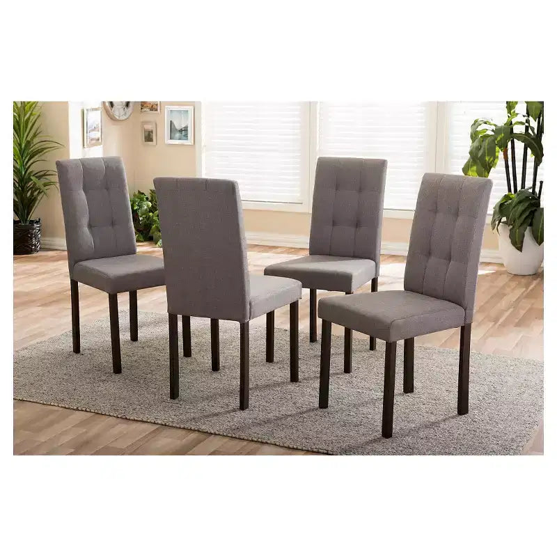Set of 4 Andrew Modern and Contemporary Fabric Upholstered Grid-tufting Dining Chair