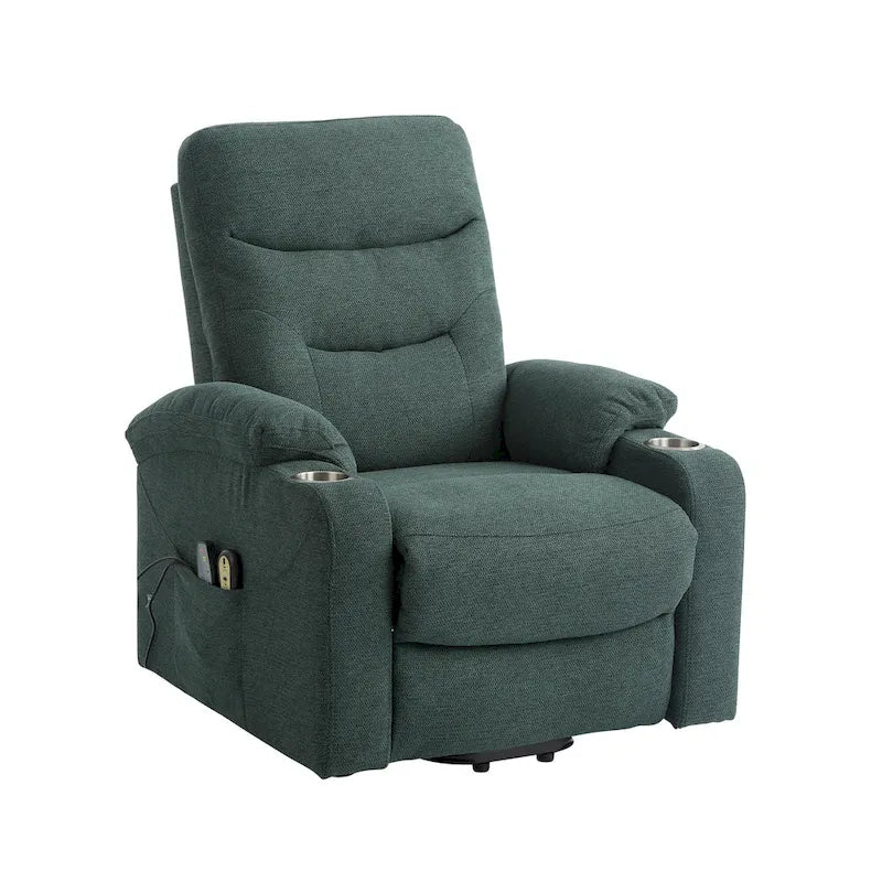 Soft Upholstered Electric Massage Recliner with Cup Holder & Dual Remote