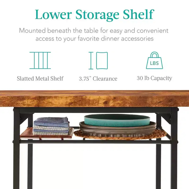 Best Choice Products 3-Piece Modern Dining Set, Square Table & Chairs Set w/ Steel Frame, Built-In Storage Rack