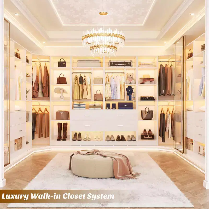 Corner Closet Organizer System with 2 Drawers