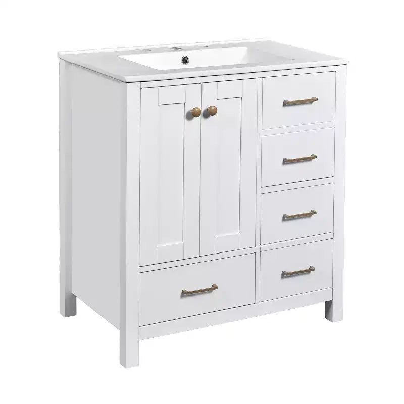30-Inch Bathroom Vanity with Sink, Storage Drawers & Soft-Close Doors