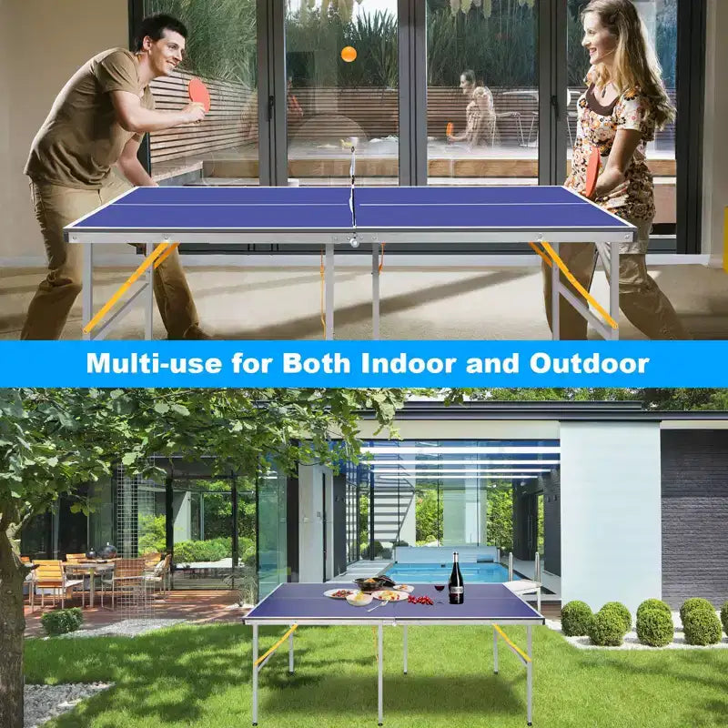 Professional Outdoor Table Tennis Tables,6x3FT Indoor/Outdoor Portable Ping Pong Table Game