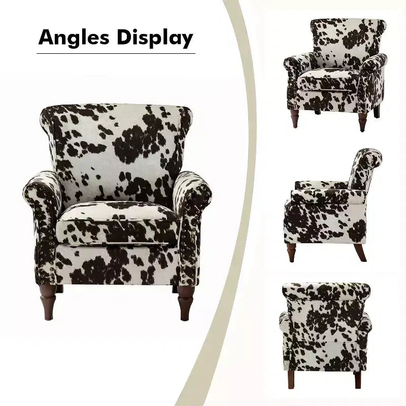 Traditional Wooden Upholstered Floral Armchair with Wingback and Nailhead Trim
