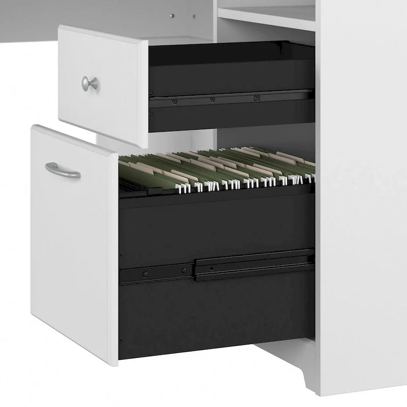 60" L-Shaped Computer Desk with Hutch, 5-Shelf Bookcase & File Drawer, 200 lb Desktop Capacity