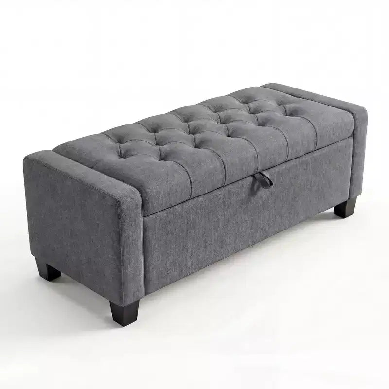 50.8 Storage Ottoman Bench, Tufted Upholstered End of Bed Storage Bench, Flip Top Entryway Bench with Safety Slow-Close Hinge for Living Room