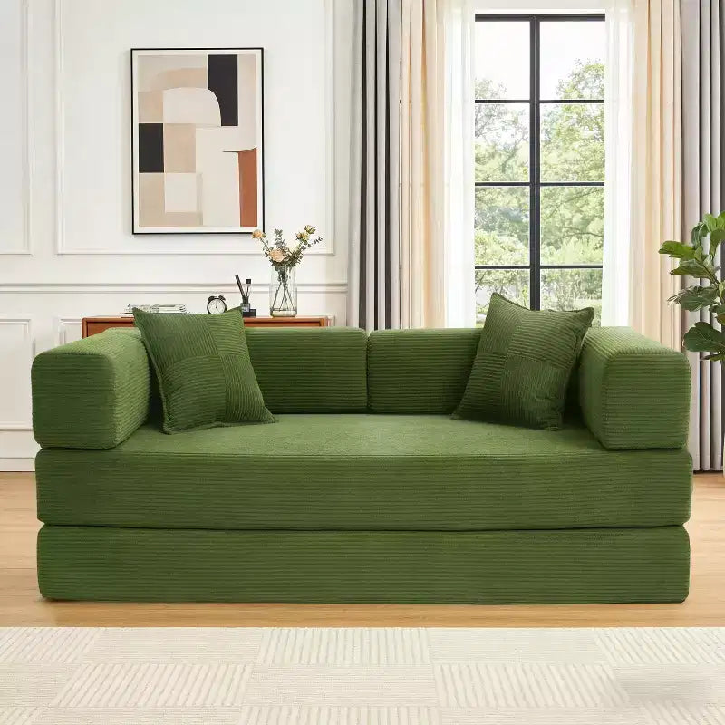 78-Inch Folding Sofa Bed Convertible Corduroy Couch, 4-in-1 Modular Floor Sleeper