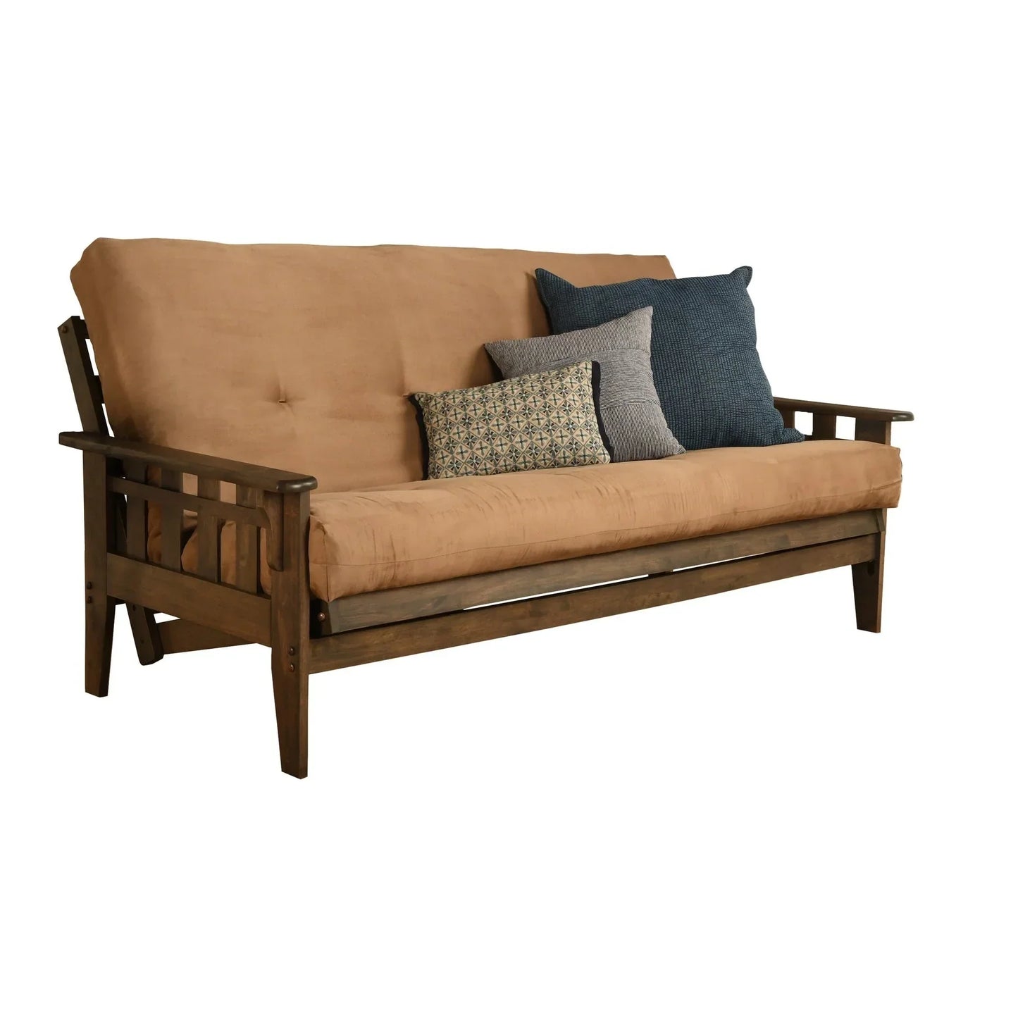 Full-size Rustic Walnut Futon Set with Mattress
