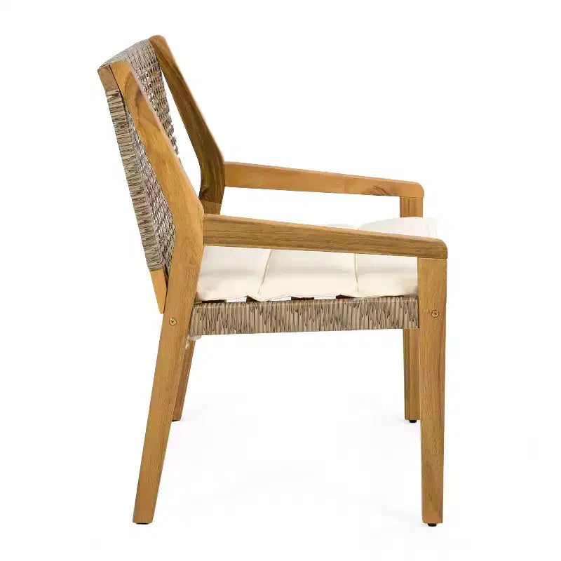 Christopher Knight Home Neva 5 Piece Outdoor Acacia Wood and Wicker Dining Set with Water-Resistant Cushions