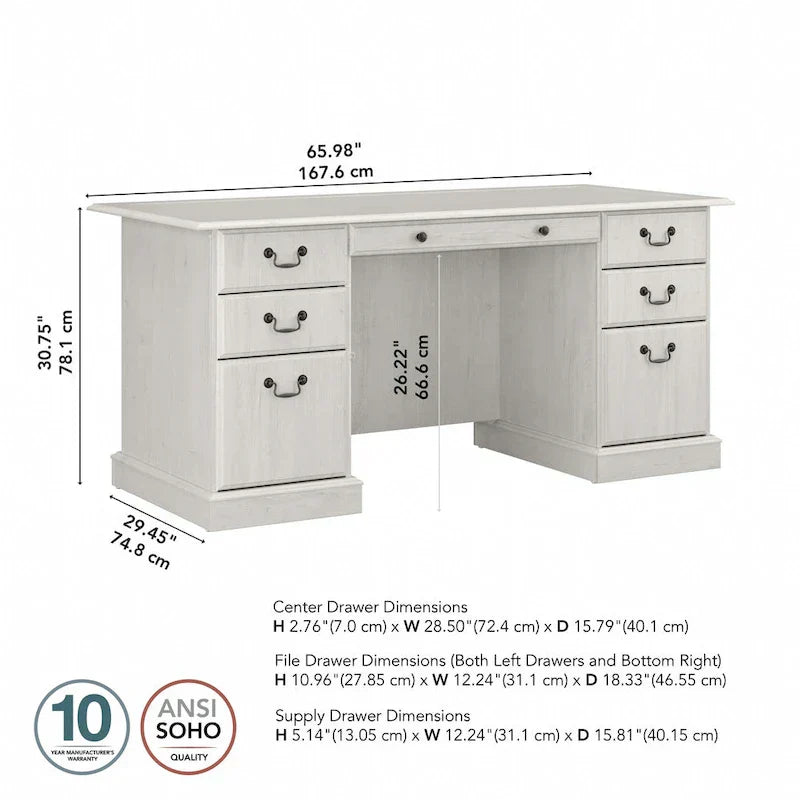 Bush Furniture Saratoga Executive Desk with Drawers and Storage