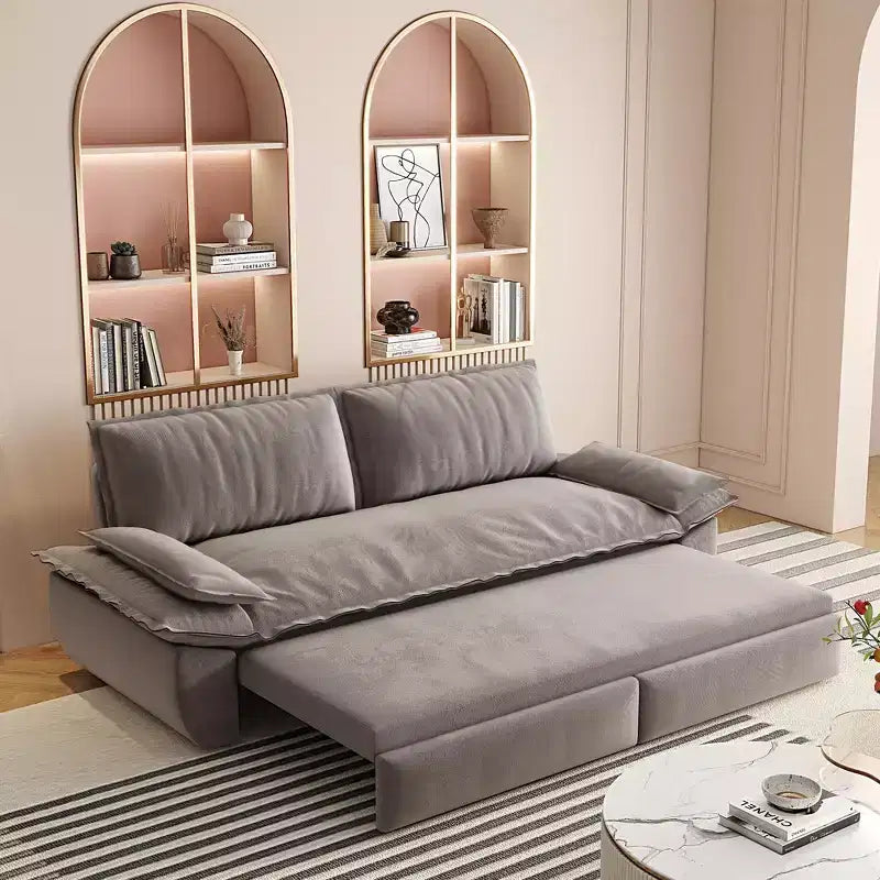 3-in-1 Convertible Queen Sleeper Sofa with Velvet Upholstery