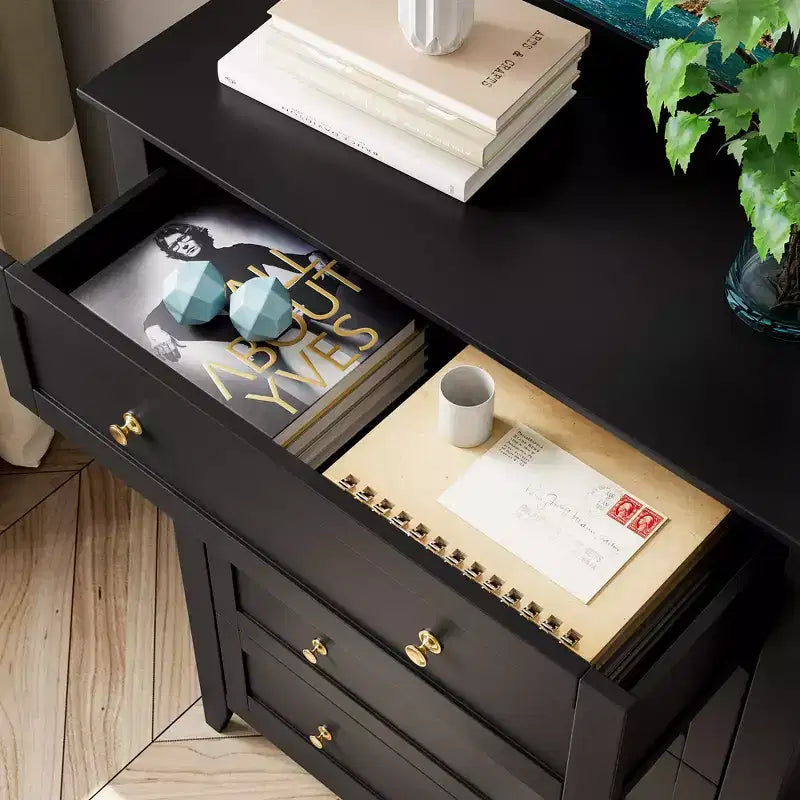 Tall 5 Drawer Dresser with Deep Drawers Metal Knobs Modern Wooden Chest of Drawers for Bedroom Entryway Hallway