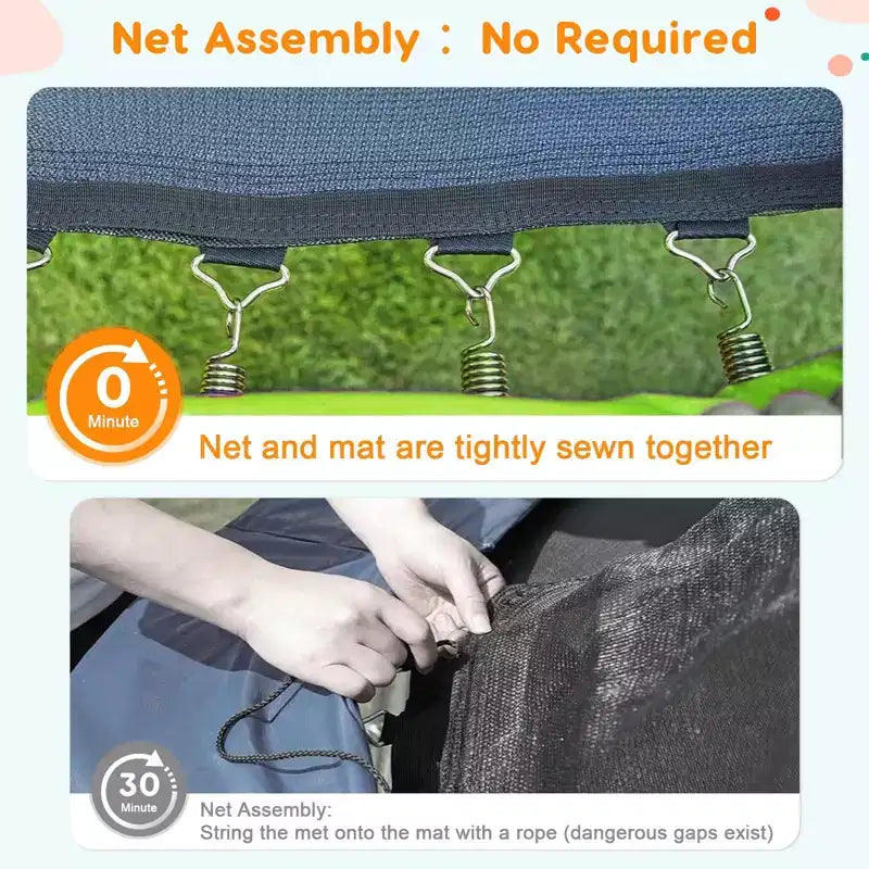Outdoor Trampoline, 12FT Trampoline with Safety Enclosure - 440Lbs Capacity ASTM F2225-15 Certified No-Gap Net Rust-Resistant for Kids Adults