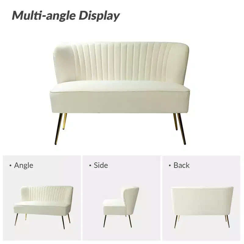 Velvet Nicolas Loveseat Chair Contemporary 2-Seater Sofa for Living Room and Bedroom Tufted Back Loveseat | Karat Home