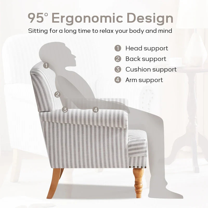 Upholstered Accent Sofa Linen Club Chair with Legs for Living Room