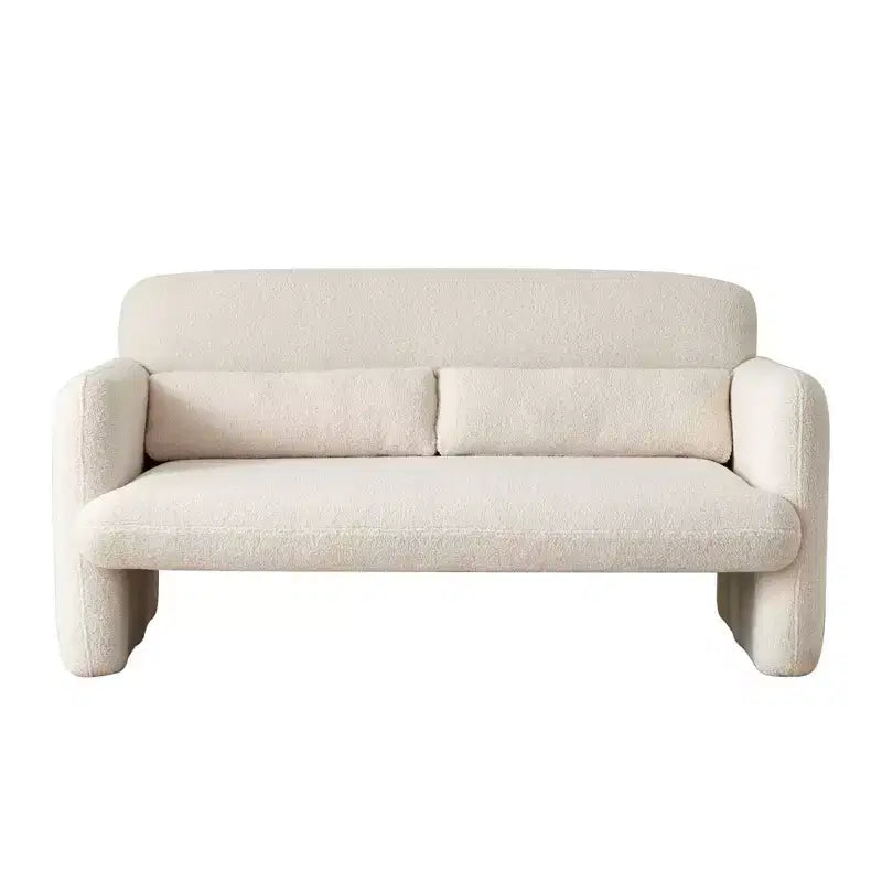 MAYEERTY Modern Lamb Fabric Loveseat Sofa Solid Wood Frame Toss Pillow Included