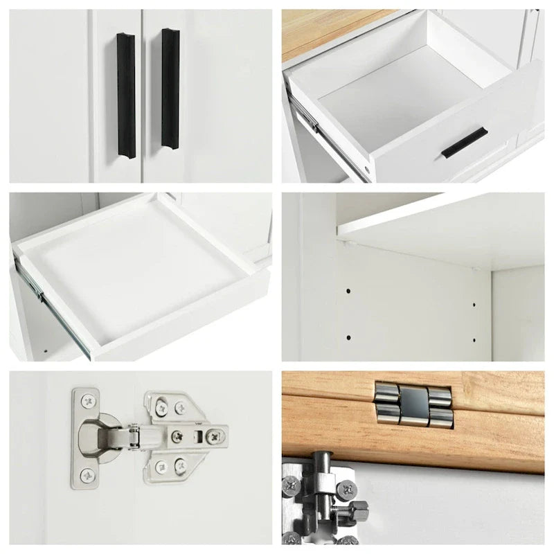 Rolling Kitchen Island w/ Foldable Counter Top,Towel Rack and Drawer