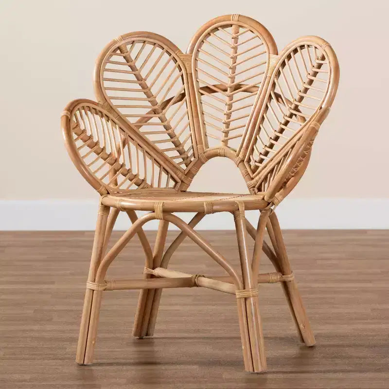 Eliava Natural Rattan Flower Accent Chair Natural Brown: Indoor Wicker, No Assembly Required