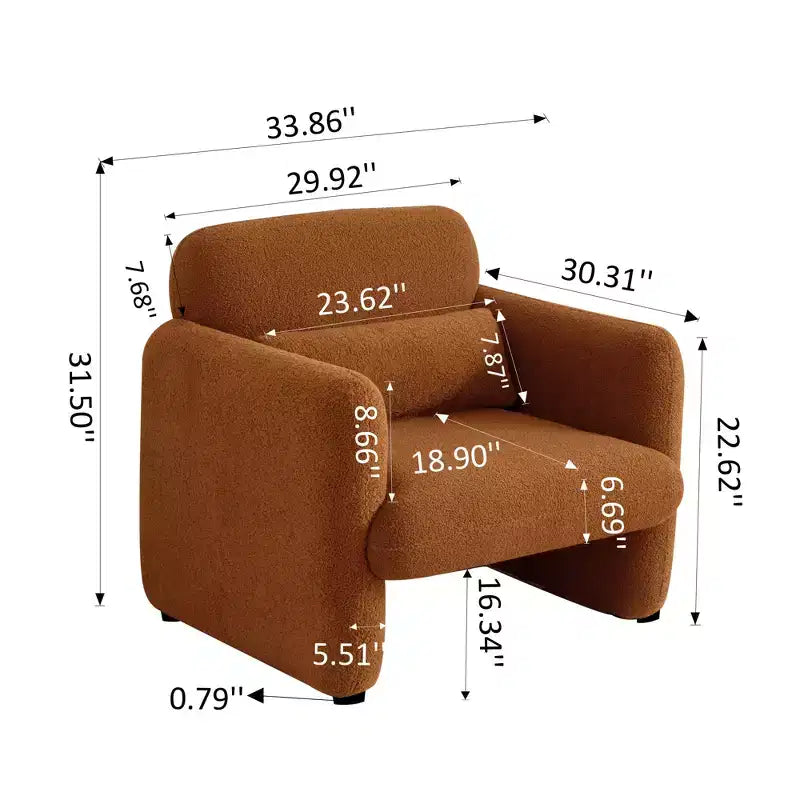 MAYEERTY Modern Lamb Fabric Loveseat Sofa Solid Wood Frame Toss Pillow Included