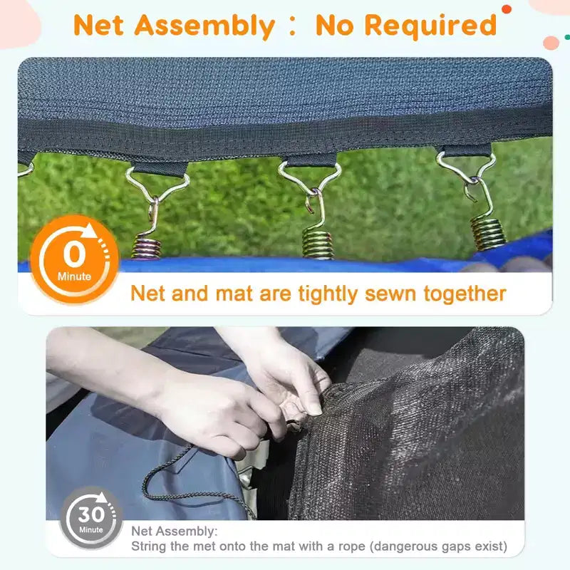 Outdoor Trampoline, 12FT Trampoline with Safety Enclosure - 440Lbs Capacity ASTM F2225-15 Certified No-Gap Net Rust-Resistant for Kids Adults