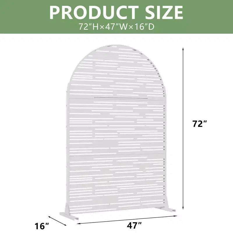 Dovelina 72H x 47W Arched Outdoor Metal Privacy Screen Freestanding Fence Panels in White/Brown for Garden Patio Deck Yard