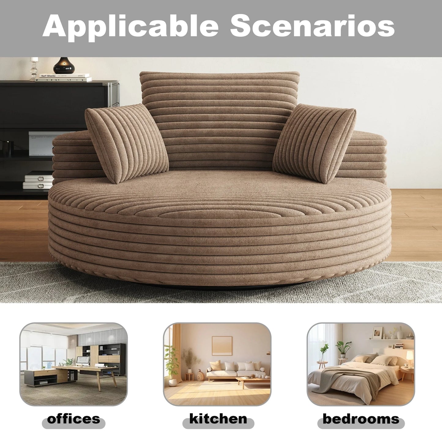 Corduroy Chenille Foam Single Swivel Chair