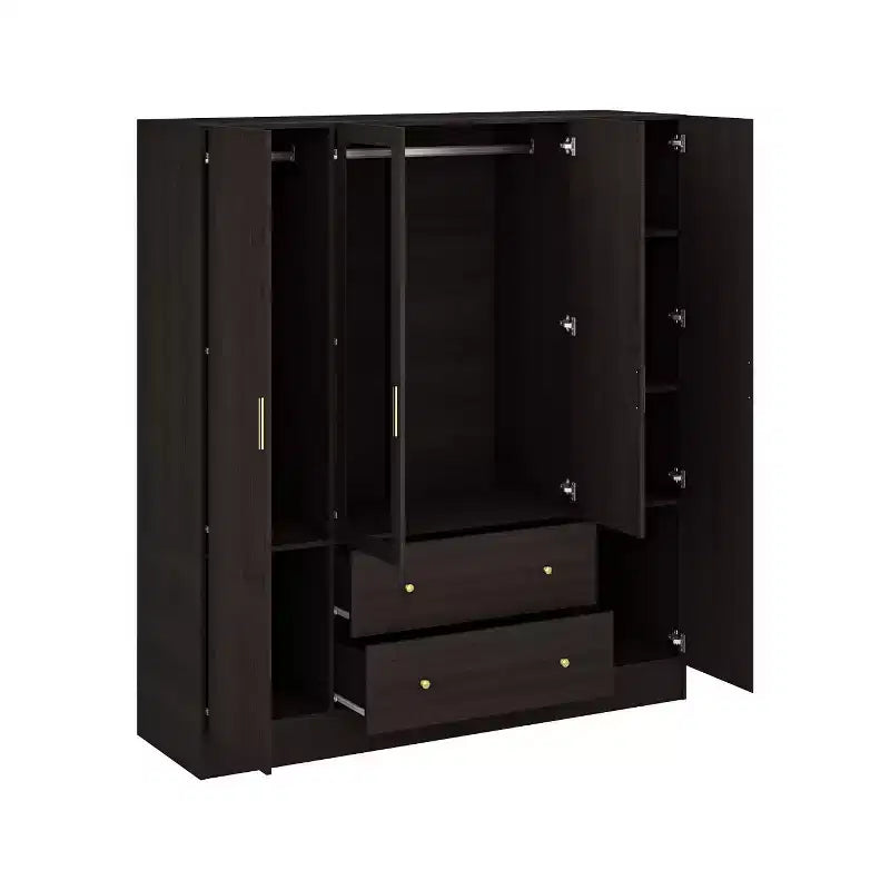 Modern Wardrobe with Mirror Closet Organization Armoire: Sturdy Rails, Smooth Drawers Practical & Stylish