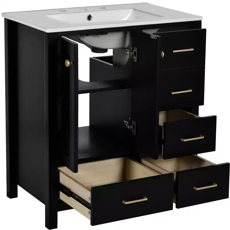 30-Inch Bathroom Vanity with Sink, Storage Drawers & Soft-Close Doors