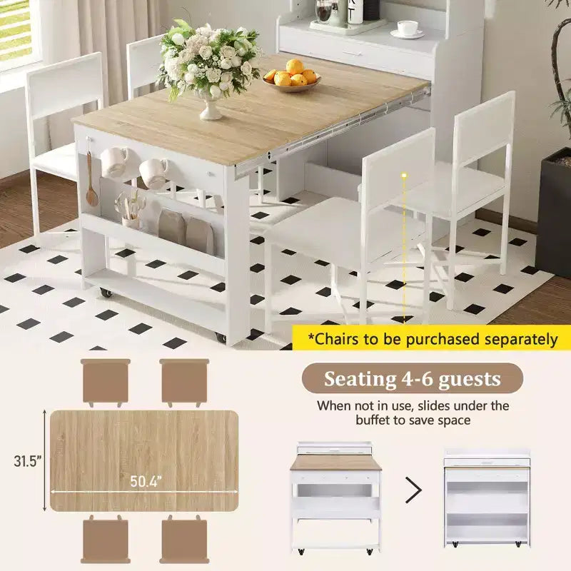 Whisen 33.5 Buffet with Hutch & Foldable Table