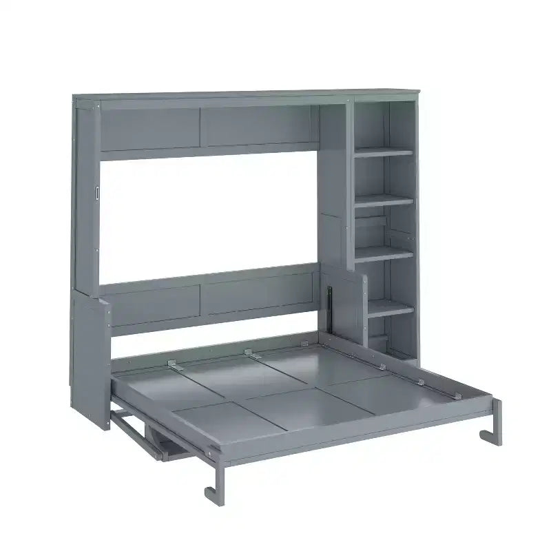 Queen Size Murphy Bed with Desk and Bookshelf