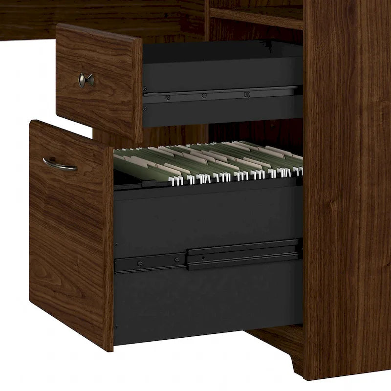 60" L-Shaped Computer Desk with Hutch, 5-Shelf Bookcase & File Drawer, 200 lb Desktop Capacity