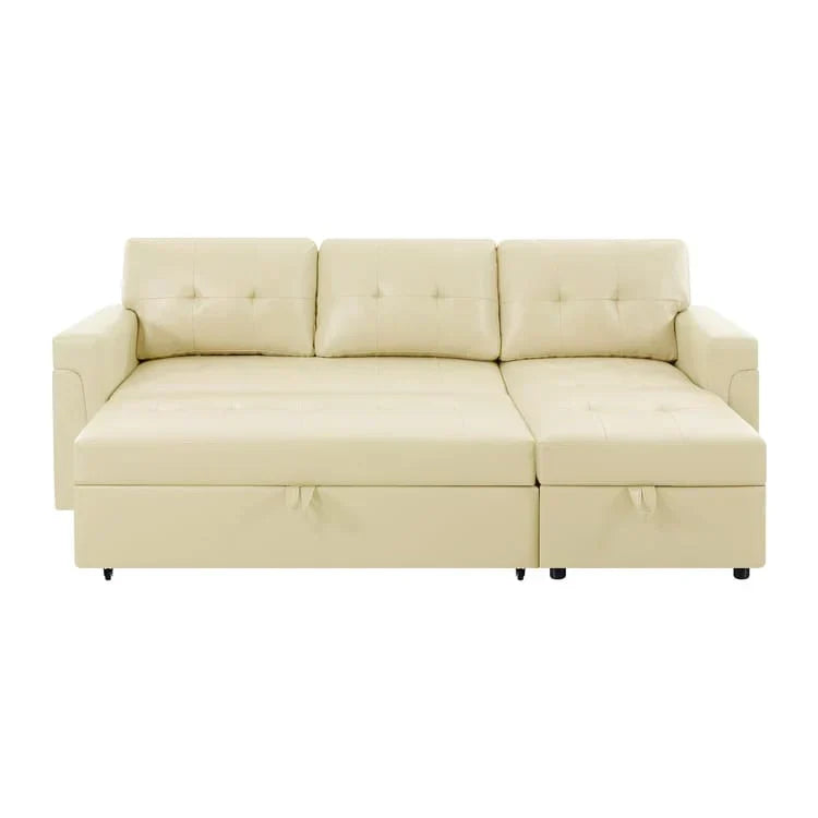 Convertible Reversible Sectional Sofa with Pull-Out Sleeper Bed, Hidden Storage Chaise, and Durable Legs