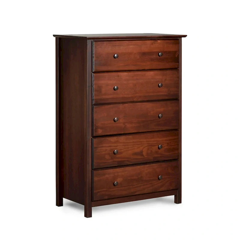 Grain Wood Furniture 5-drawer Solid Wood Chest