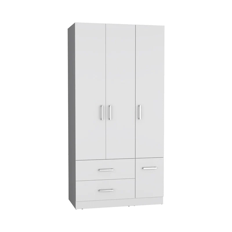 18.7 Modern Four-door Armoire with Hanging Rod, Two Drawers and 6 Shelves