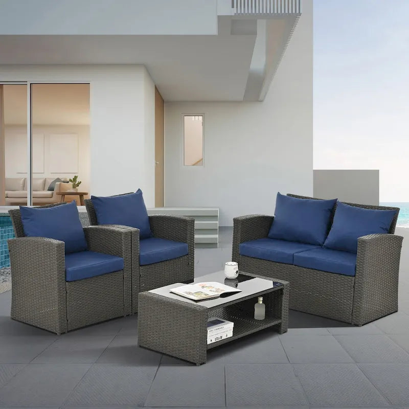 4-Piece Outdoor Patio Furniture Conversation Set