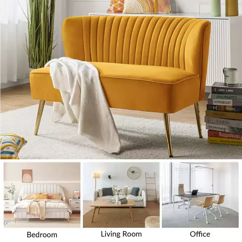 Velvet Nicolas Loveseat Chair Contemporary 2-Seater Sofa for Living Room and Bedroom Tufted Back Loveseat | Karat Home