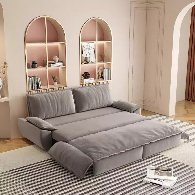 3-in-1 Convertible Queen Sleeper Sofa with Velvet Upholstery