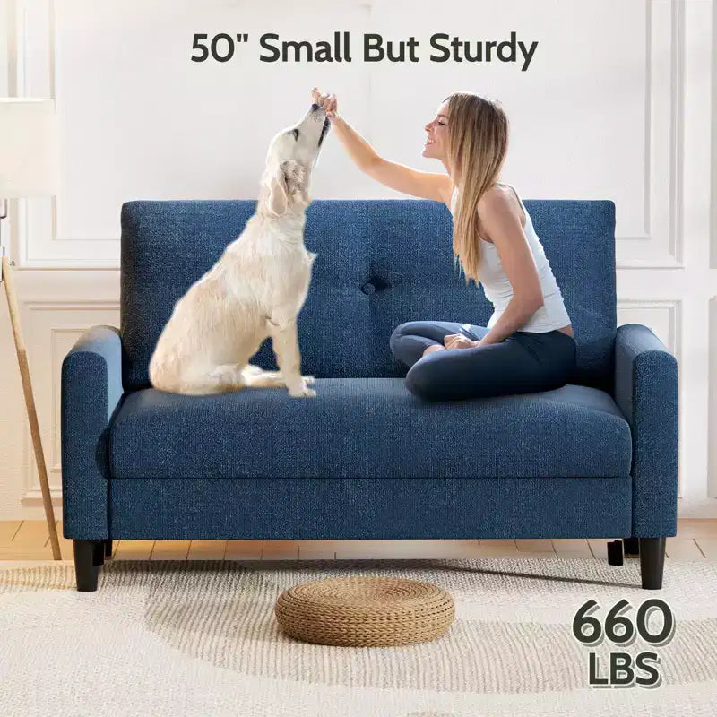 Small Loveseat Sofa, Comfy Couch with Thick Cushions, Tool-Free Assembly Loveseat for Bedroom, Small Loveseat for Small Spaces