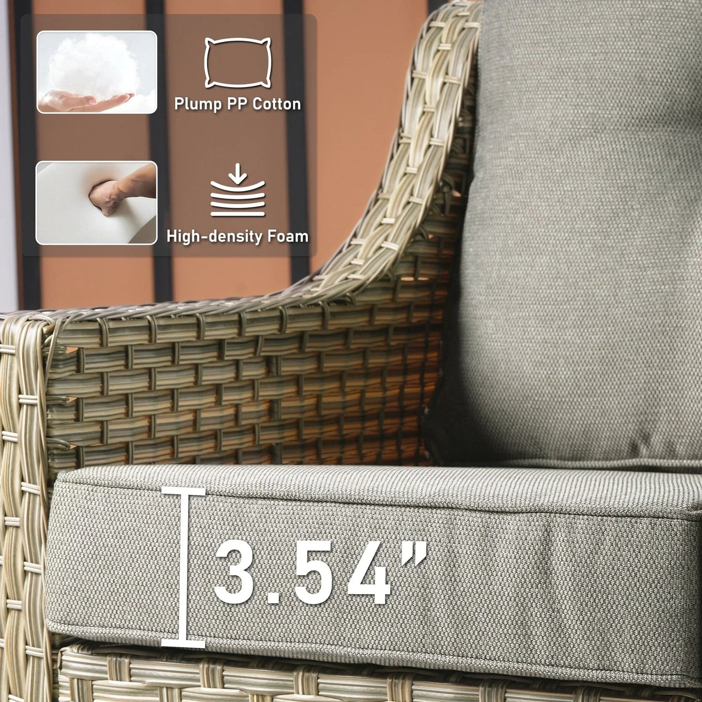 HOOOWOOO 2-piece High Back Wicker Rattan Outdoor Patio Chair Set