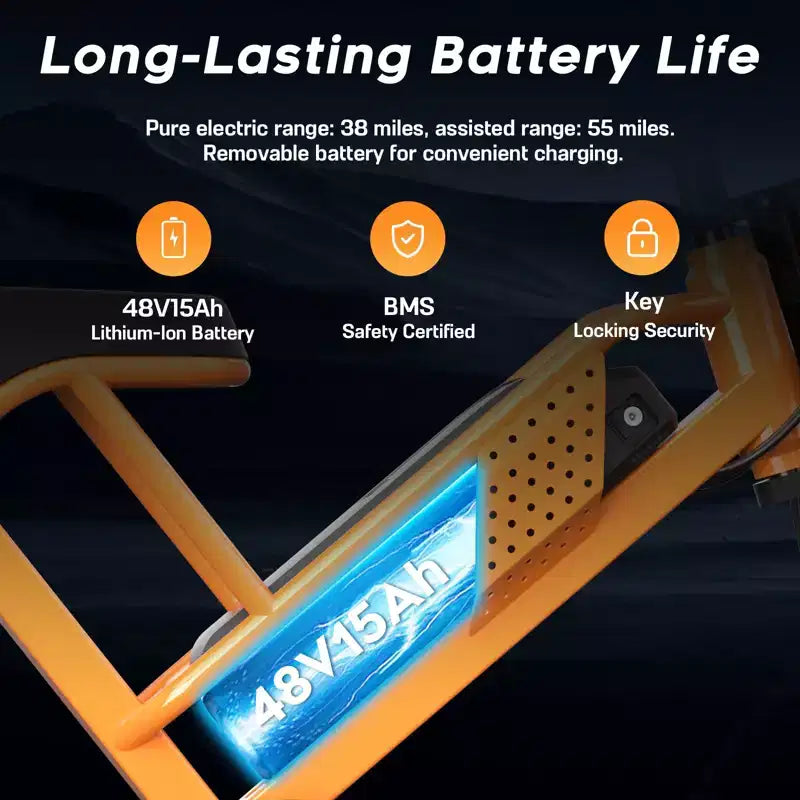 Eilleo 20 Fat Tire E-Bike  750W Motor (920W Peak), 24.9 mph, 5070 Mile Range, 48V 15.6Ah Battery, Dual Suspension, Shimano 7-Speed