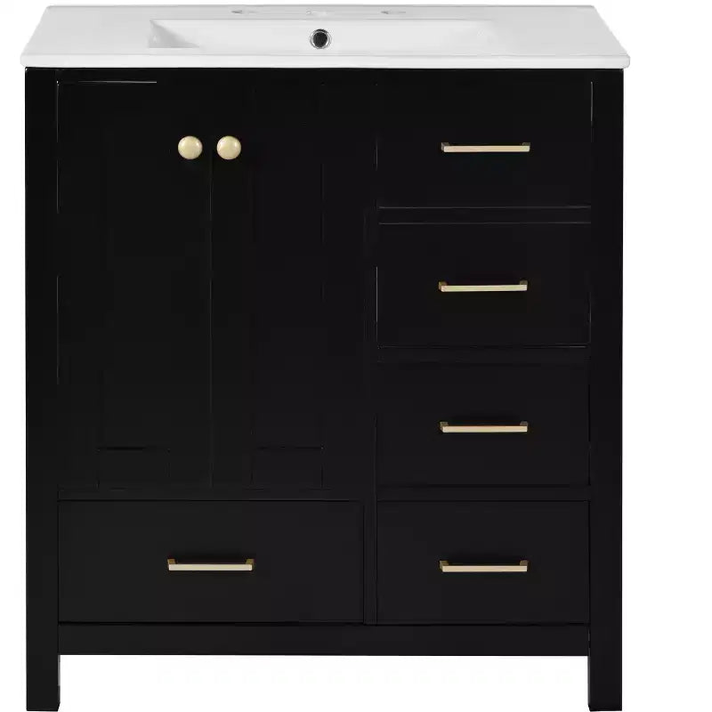 30-Inch Bathroom Vanity with Sink, Storage Drawers & Soft-Close Doors