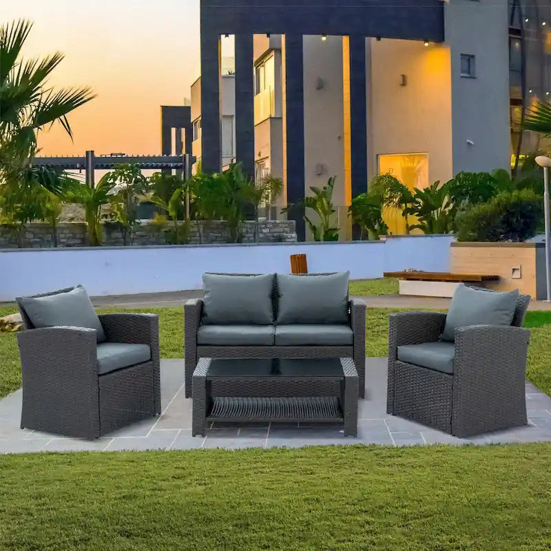 4-Piece Outdoor Patio Furniture Conversation Set