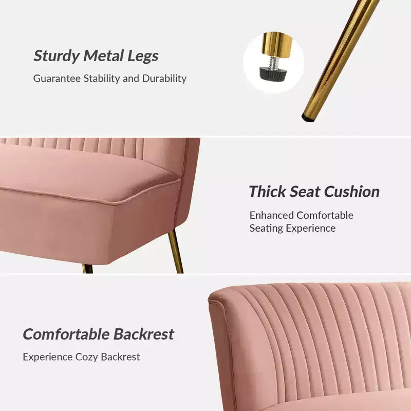 Velvet Nicolas Loveseat Chair Contemporary 2-Seater Sofa for Living Room and Bedroom Tufted Back Loveseat | Karat Home