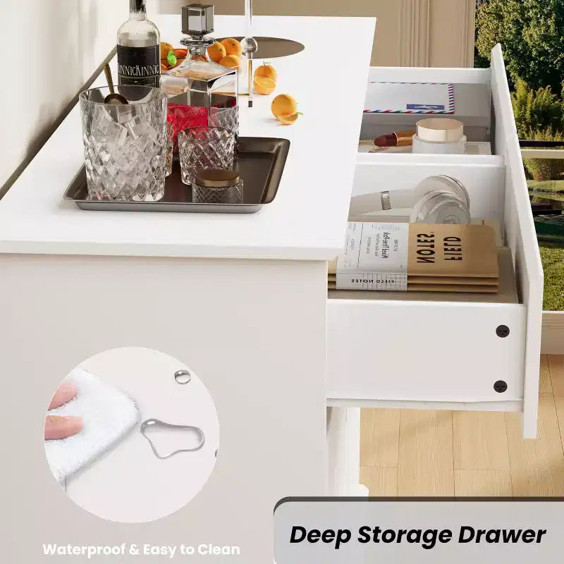 Modern Dresser for Bedroom with 8 Drawers, Wooden Storage Organizer Unit for ClosetWide Chest of Drawers