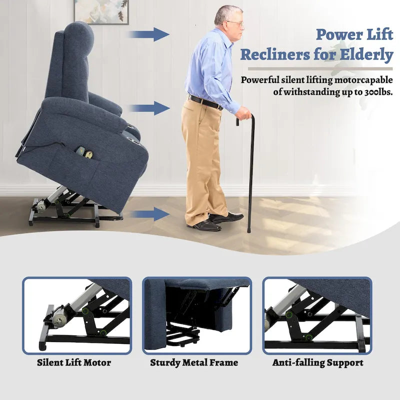 Soft Upholstered Electric Massage Recliner with Cup Holder & Dual Remote