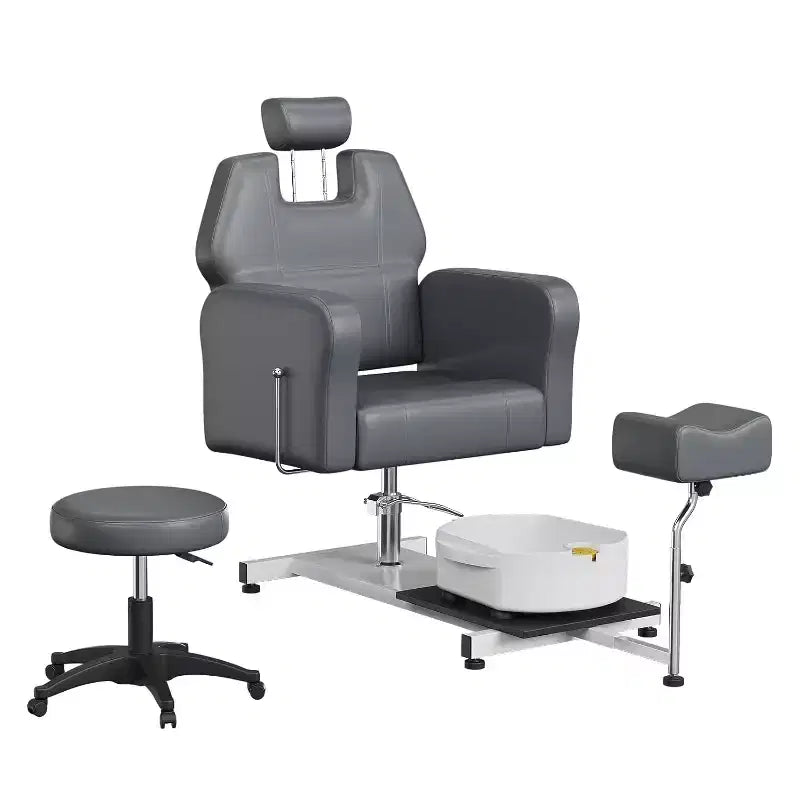Reclining Pedicure Chair Sofa with Stool, Footrest & Massage Foot Basin,for Foot Bath Pedicure Chairs, Beauty Spa Salon