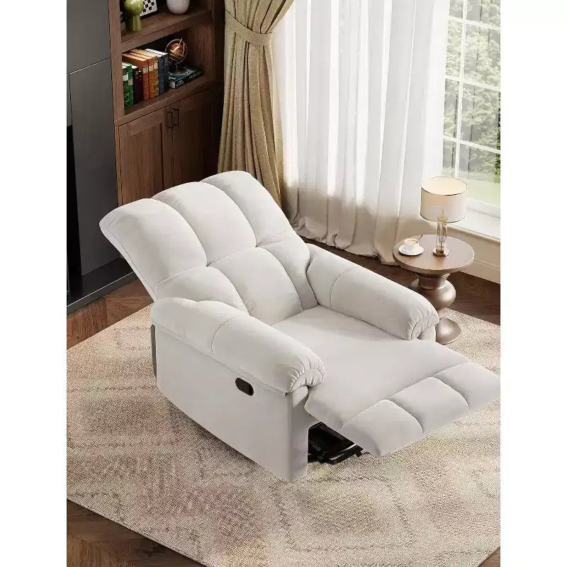 Oversized Swivel Rocker Recliner Chair, Overstuffed Chenille Upholstery, Padded Armrests, Infinite Recline, 350 lb Capacity, for Living Room